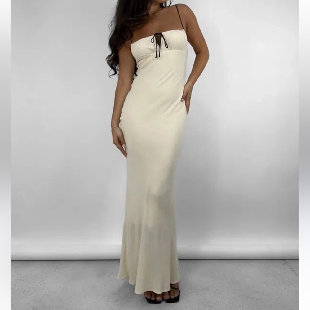 ET CLET Wanderlust Contrast Tie Maxi Dress crinkle gauzy Sz‎ S